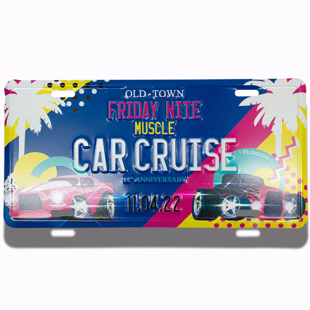 Embossed aluminum license plate, US car size, full color printing