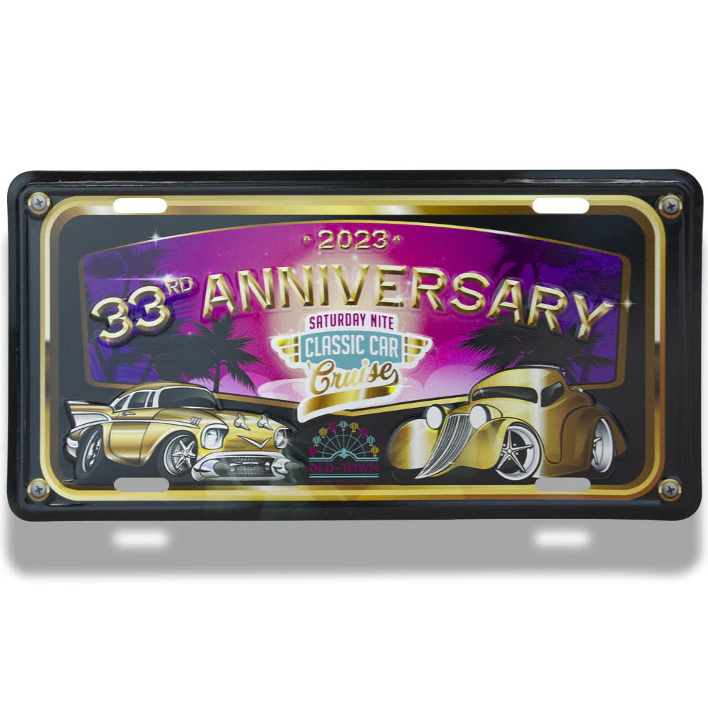 Embossed aluminum license plate, US car size, full color printing