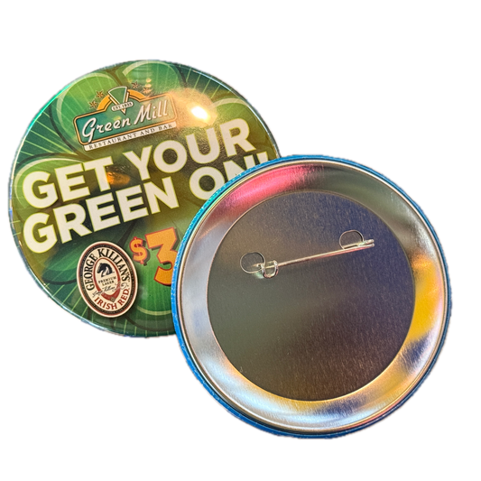 Custom made in the USA badges, 3 inches (approx. 76 mm)