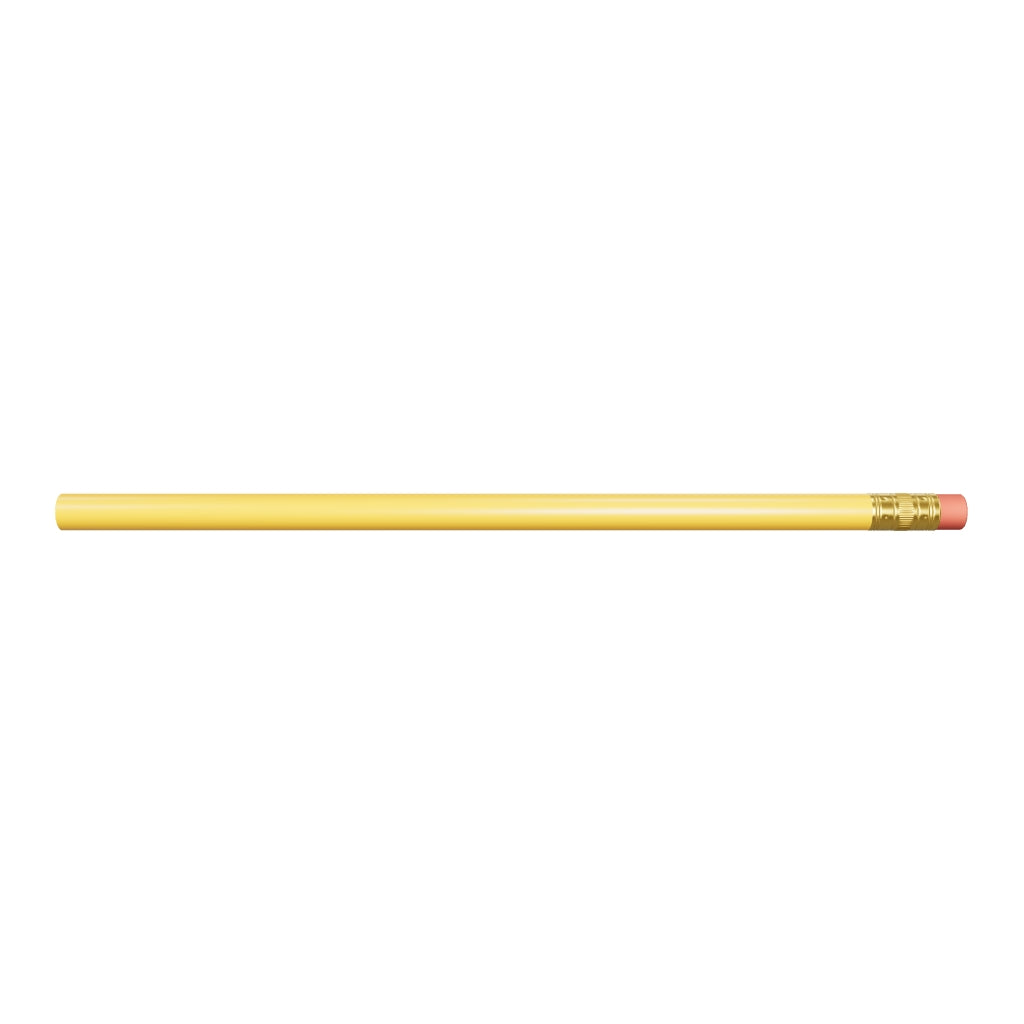 7905 丸軸消しゴム付鉛筆 無地・未削り 3D/AR。公称全長190.5mm・最大径7.9375mm（同型メーカー値の換算）。木口・芯・金具・消しゴム細部は写真と参考画像からの推定。