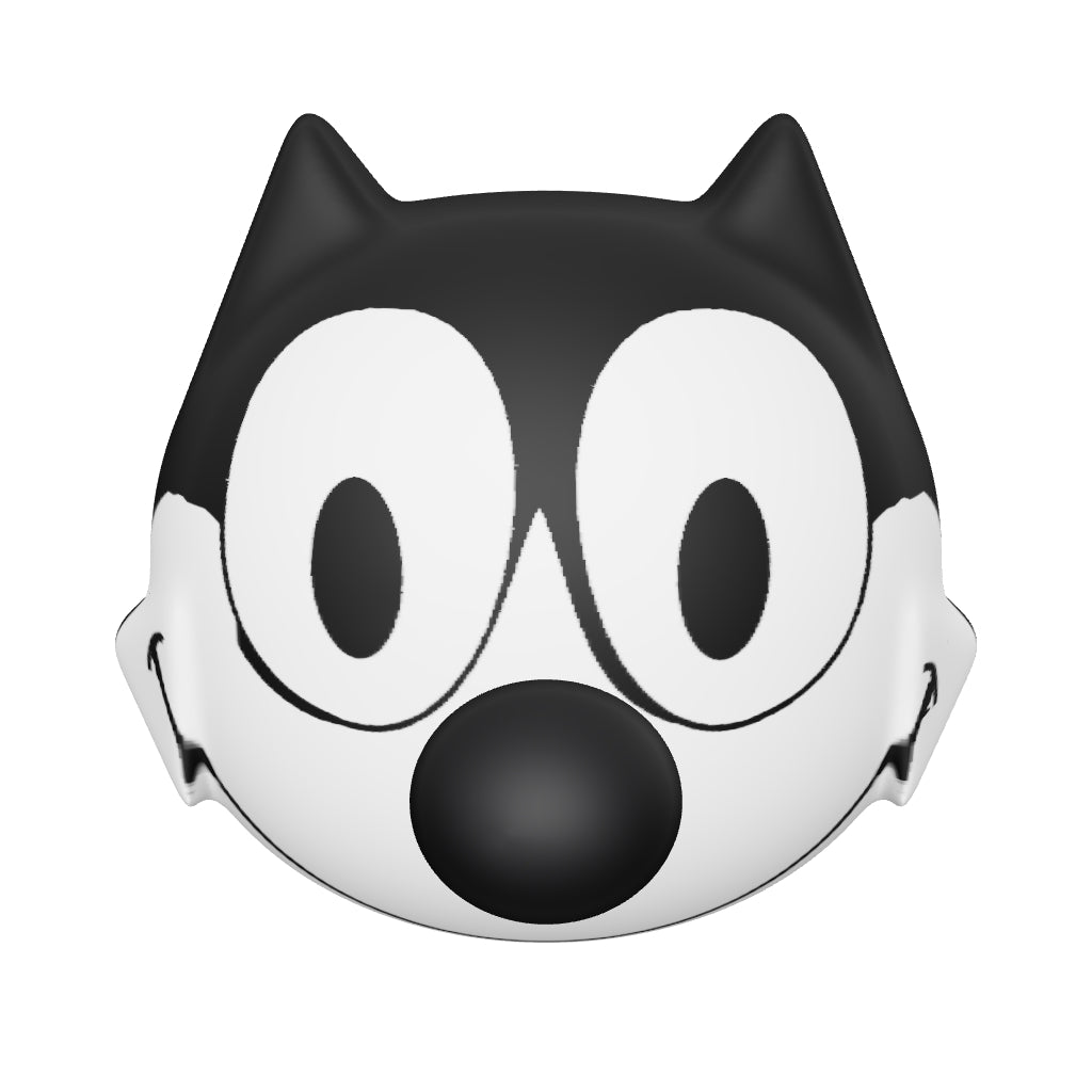 Felix the Cat スクイーズ・アンテナトッパーの3D/AR参考モデル。MOONEYES KGAZF454掲載寸法を基準に幅55×高さ50×奥行50mmで再現。写真による形状・塗装・穴の推定を含みます。柔らかさ・変形は再現していません。
