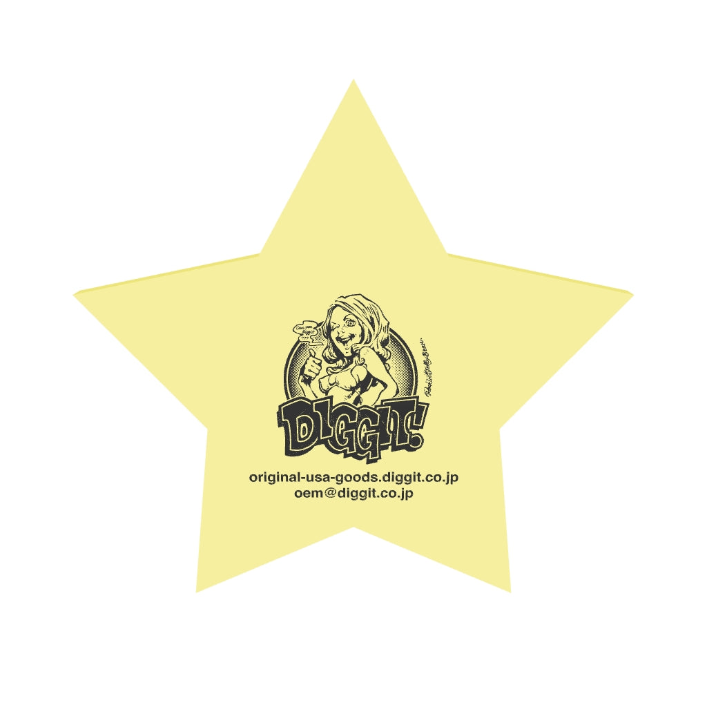 STAR301 星型フォーム・黄色、DIGGITイラストロゴ入りAR見本（印刷再現保証なし）